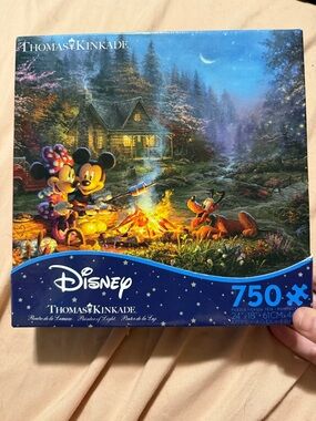 Disney Thomas Kinkade Mickey & Friends Campfire Puzzle - Blue, Yellow, Orange